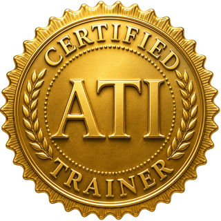 The gold ATI Certified Trainer seal